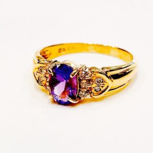 K18 アメシスト1.3ct&メレダイヤ0.11ct付リング